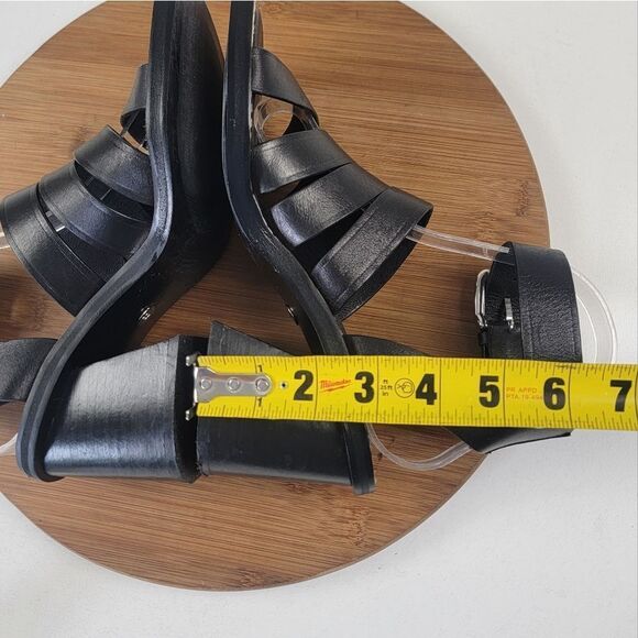 Zara Black Leather Strappy Block Heels Womens Shoe Size EU 36 US 6 - Picture 10 of 15
